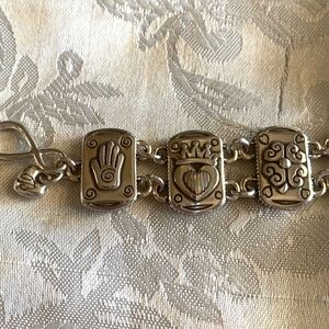 Brighton Inspirational Intricate Silver Link Bracelet with Toggle Closure